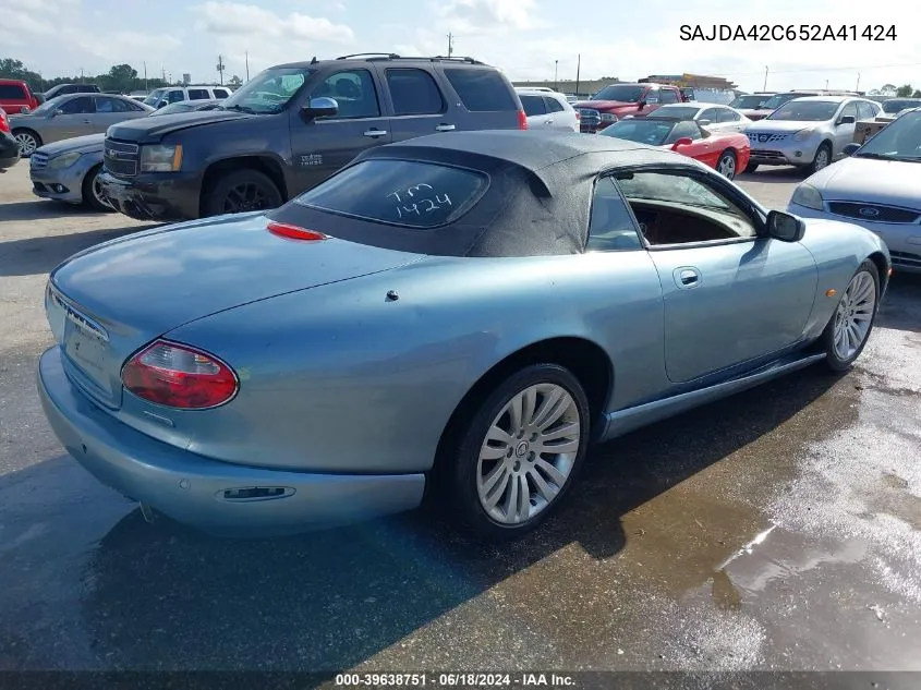 2005 Jaguar Xk8 VIN: SAJDA42C652A41424 Lot: 39638751