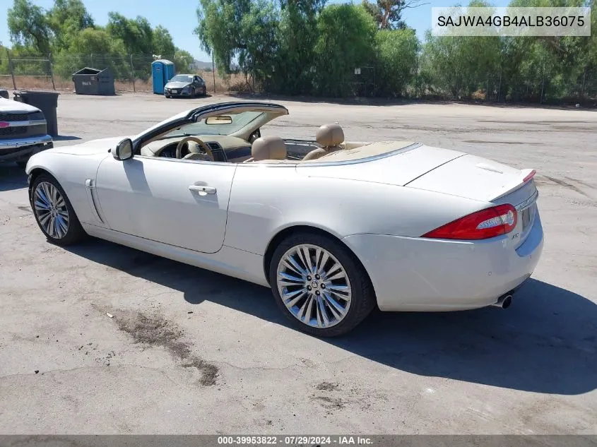 2010 Jaguar Xk VIN: SAJWA4GB4ALB36075 Lot: 39953822