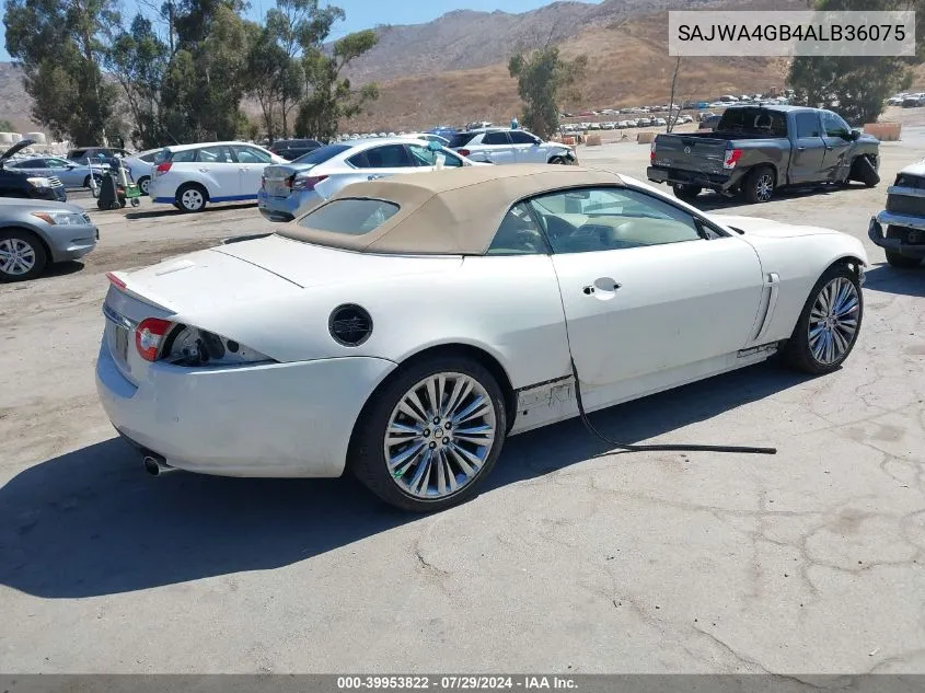 2010 Jaguar Xk VIN: SAJWA4GB4ALB36075 Lot: 39953822