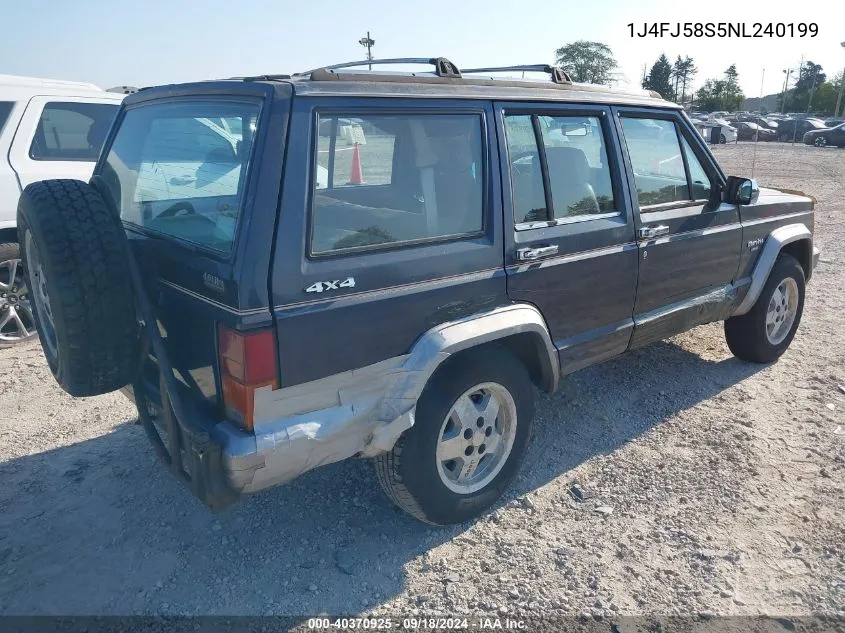 1992 Jeep Cherokee Laredo VIN: 1J4FJ58S5NL240199 Lot: 40370925