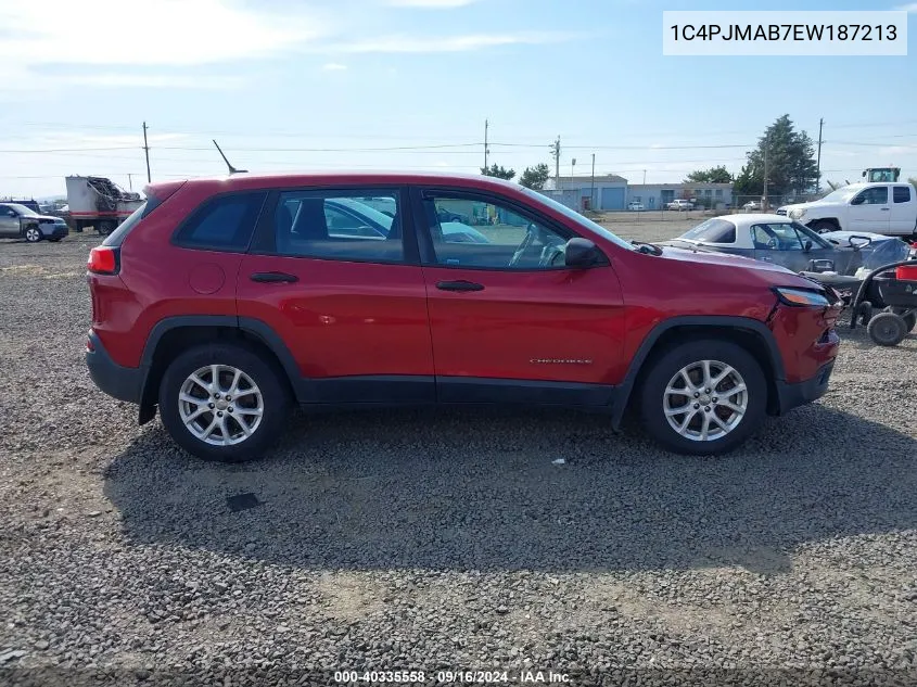 2014 Jeep Cherokee Sport VIN: 1C4PJMAB7EW187213 Lot: 40335558