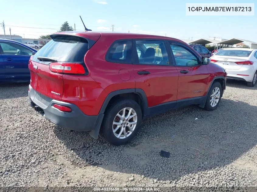 2014 Jeep Cherokee Sport VIN: 1C4PJMAB7EW187213 Lot: 40335558