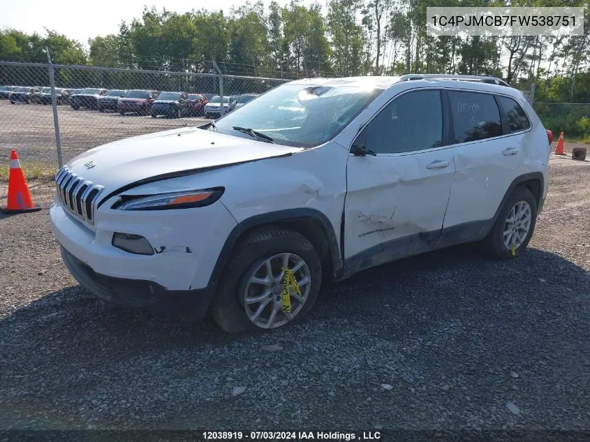 2015 Jeep Cherokee North VIN: 1C4PJMCB7FW538751 Lot: 12038919