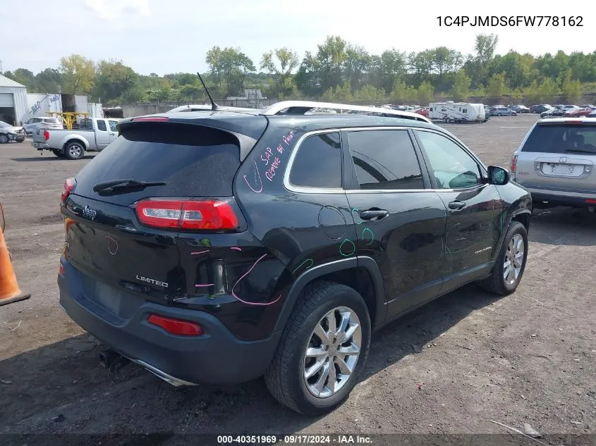 2015 Jeep Cherokee Limited VIN: 1C4PJMDS6FW778162 Lot: 40351969