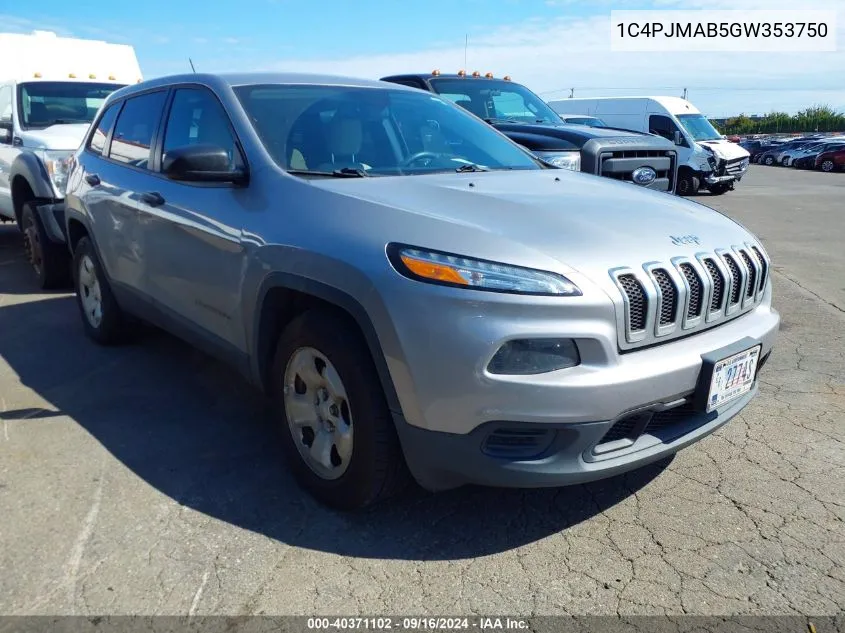 2016 Jeep Cherokee Sport VIN: 1C4PJMAB5GW353750 Lot: 40371102