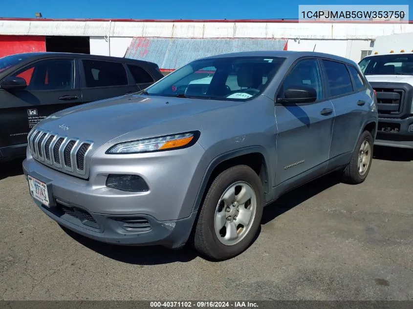 2016 Jeep Cherokee Sport VIN: 1C4PJMAB5GW353750 Lot: 40371102