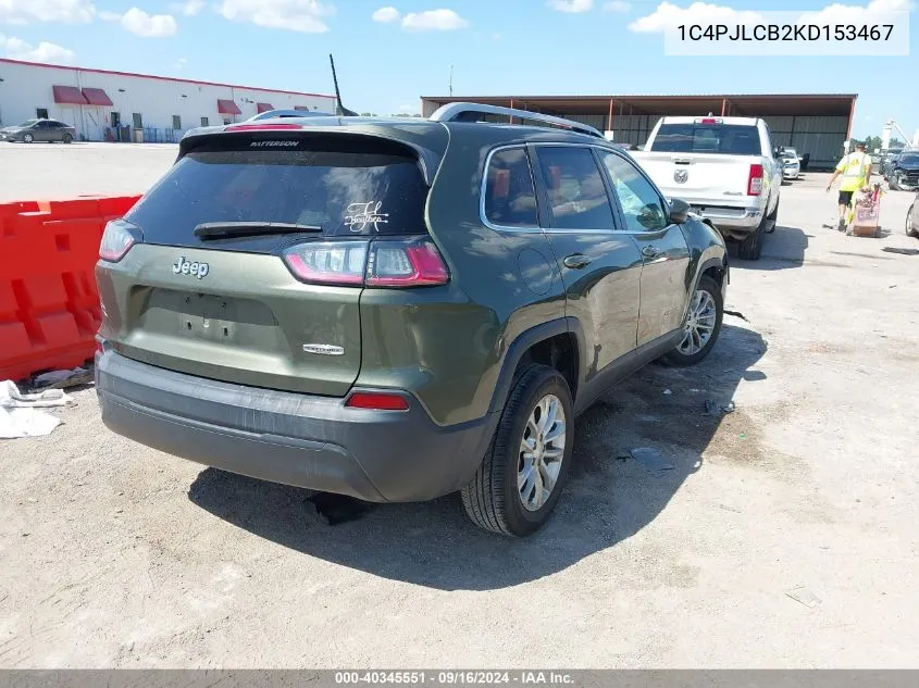 2019 Jeep Cherokee Latitude VIN: 1C4PJLCB2KD153467 Lot: 40345551