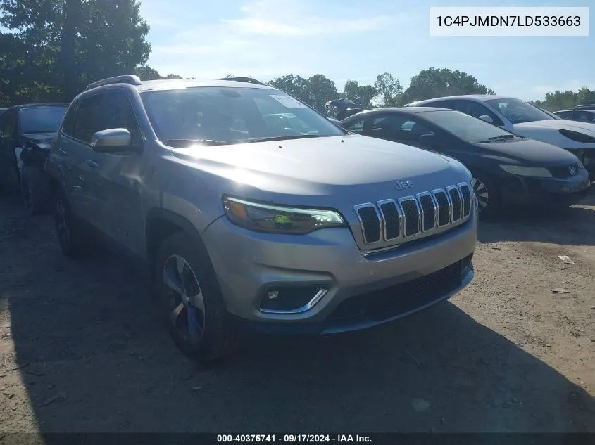 2020 Jeep Cherokee Limited 4X4 VIN: 1C4PJMDN7LD533663 Lot: 40375741