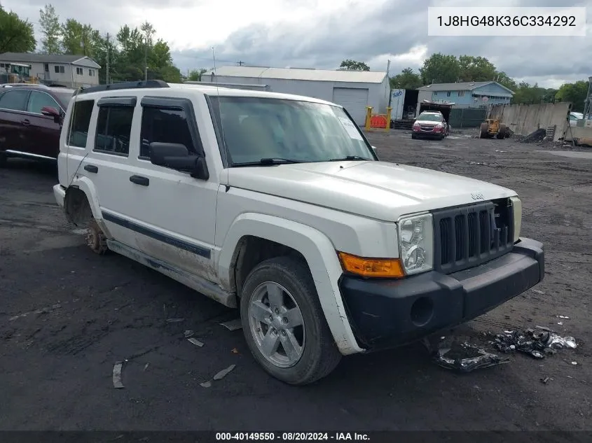 2006 Jeep Commander VIN: 1J8HG48K36C334292 Lot: 40149550