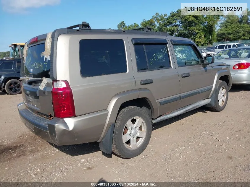 2006 Jeep Commander VIN: 1J8HG48K16C182691 Lot: 40351383