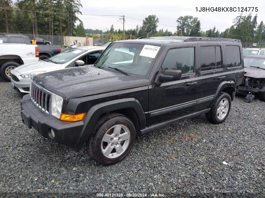 2008 Jeep Commander Sport VIN: 1J8HG48KX8C124775 Lot: 40121328