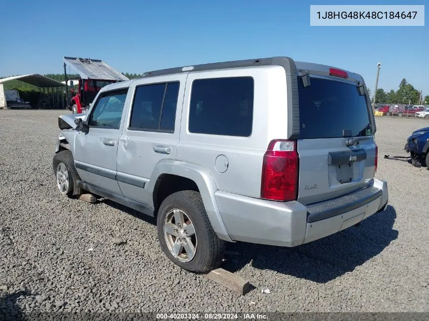 2008 Jeep Commander Sport VIN: 1J8HG48K48C184647 Lot: 40203324