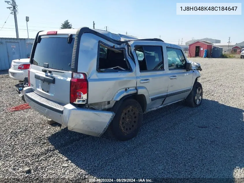 2008 Jeep Commander Sport VIN: 1J8HG48K48C184647 Lot: 40203324