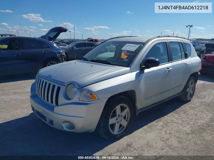 2010 Jeep Compass Sport VIN: 1J4NT4FB4AD612218 Lot: 40353536