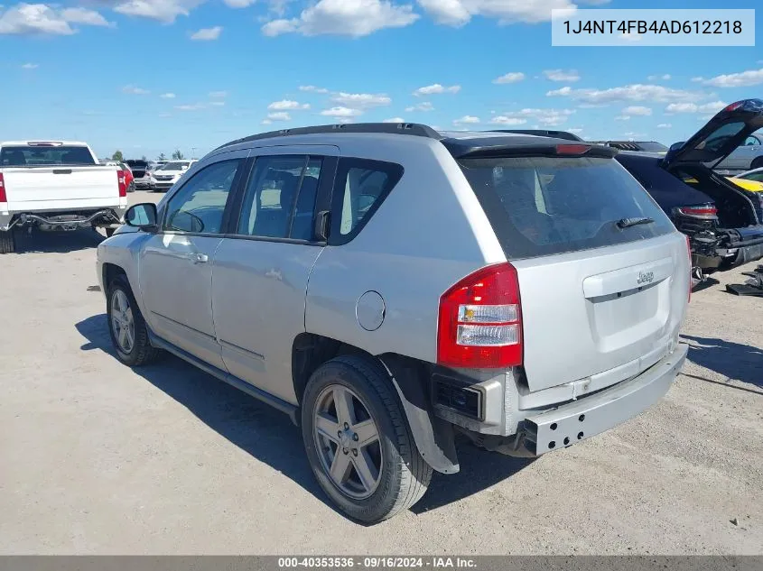 2010 Jeep Compass Sport VIN: 1J4NT4FB4AD612218 Lot: 40353536