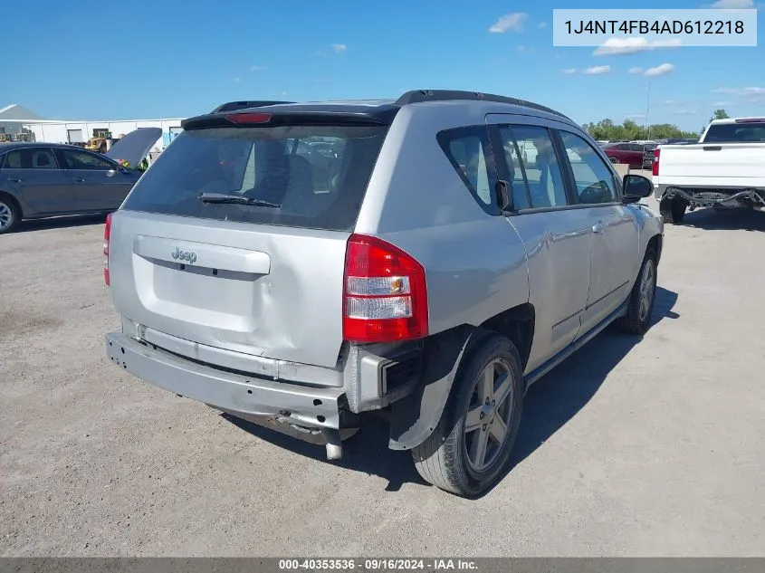 2010 Jeep Compass Sport VIN: 1J4NT4FB4AD612218 Lot: 40353536