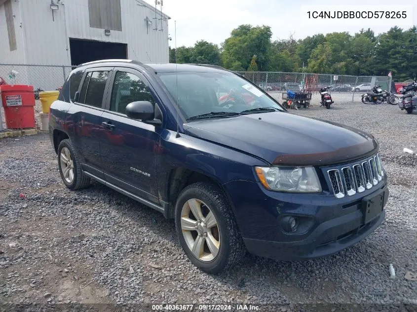 2012 Jeep Compass Sport VIN: 1C4NJDBB0CD578265 Lot: 40363677