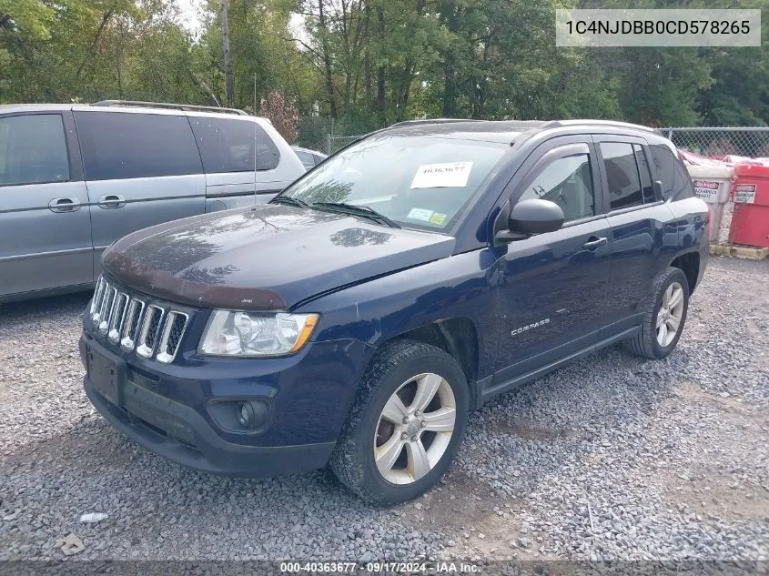 2012 Jeep Compass Sport VIN: 1C4NJDBB0CD578265 Lot: 40363677