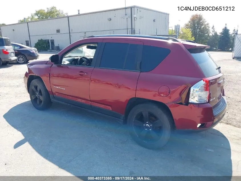 2012 Jeep Compass Latitude VIN: 1C4NJDEB0CD651212 Lot: 40373385