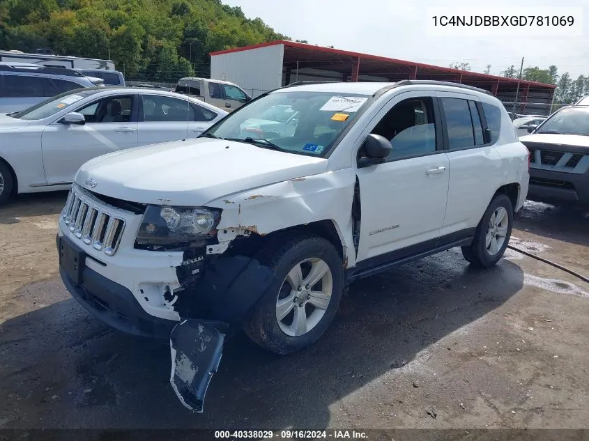 2016 Jeep Compass Sport VIN: 1C4NJDBBXGD781069 Lot: 40338029