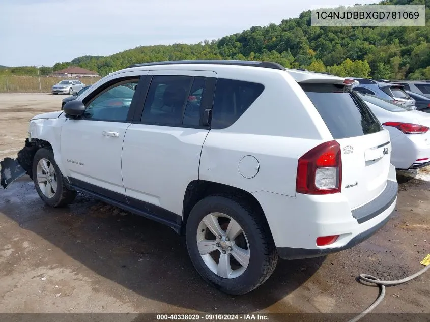 2016 Jeep Compass Sport VIN: 1C4NJDBBXGD781069 Lot: 40338029