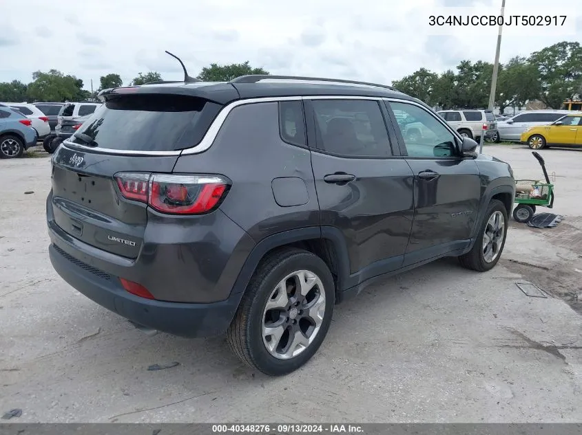 2018 Jeep Compass Limited Fwd VIN: 3C4NJCCB0JT502917 Lot: 40348276