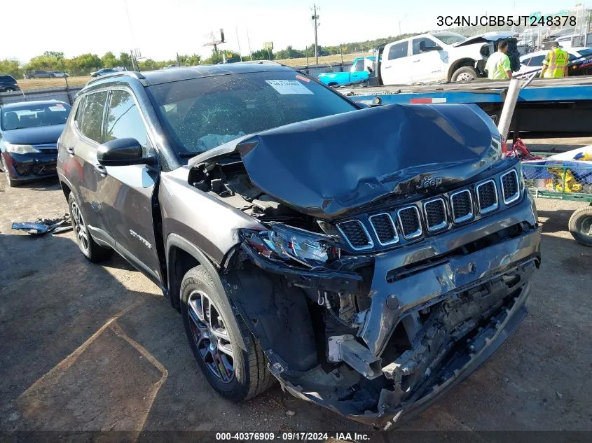 2018 Jeep Compass Latitude Fwd VIN: 3C4NJCBB5JT248378 Lot: 40376909