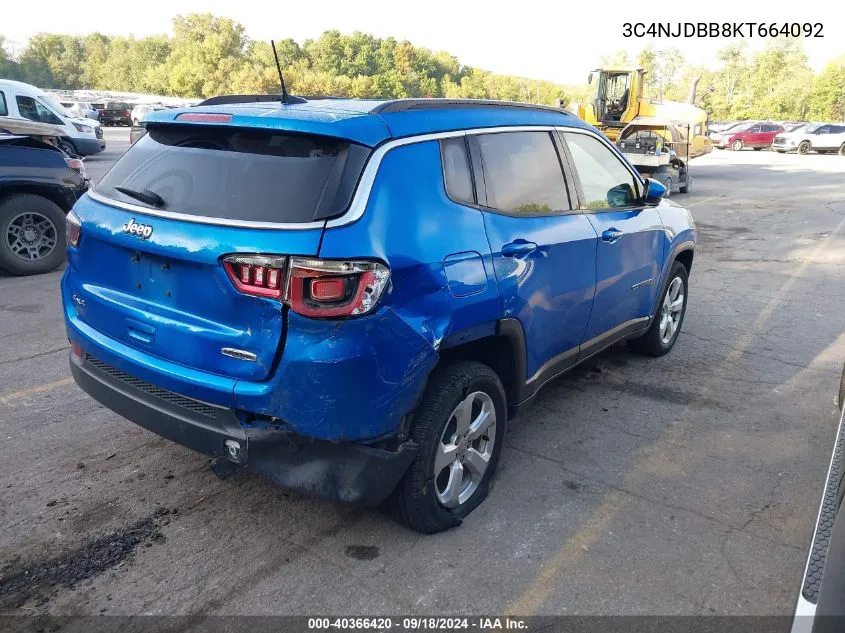 2019 Jeep Compass Latitude VIN: 3C4NJDBB8KT664092 Lot: 40366420