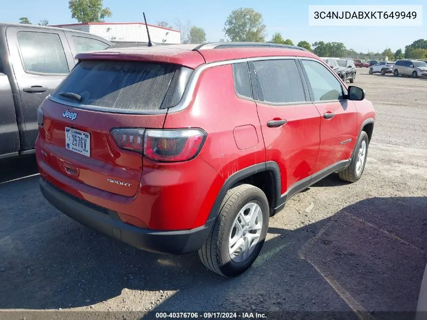 2019 Jeep Compass Sport 4X4 VIN: 3C4NJDABXKT649949 Lot: 40376706