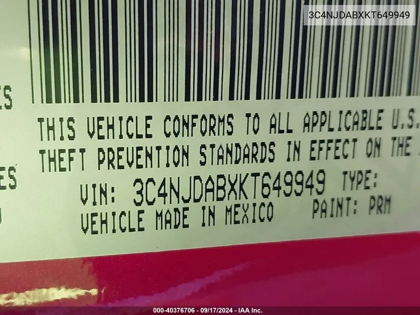 3C4NJDABXKT649949 2019 Jeep Compass Sport 4X4