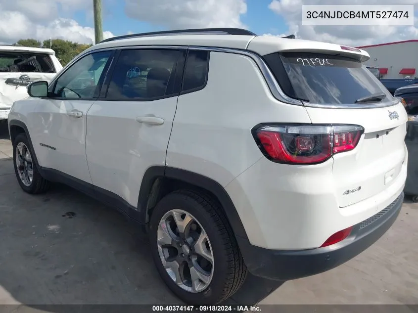 2021 Jeep Compass Limited VIN: 3C4NJDCB4MT527474 Lot: 40374147