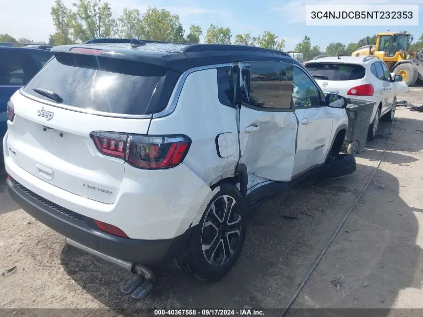 2022 Jeep Compass Limited 4X4 VIN: 3C4NJDCB5NT232353 Lot: 40367558