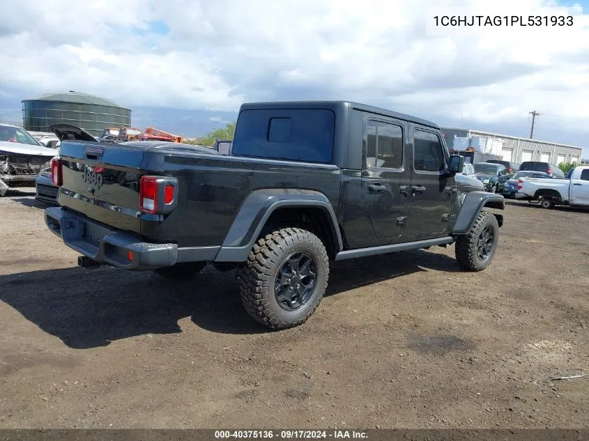 2023 Jeep Gladiator Willys 4X4 VIN: 1C6HJTAG1PL531933 Lot: 40375136