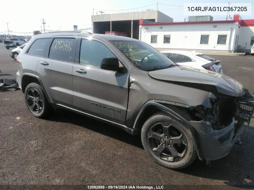 2020 Jeep Grand Cherokee Laredo VIN: 1C4RJFAG1LC367205 Lot: 12092888