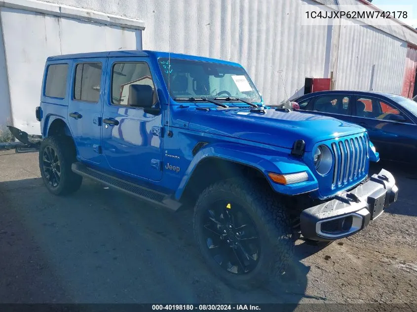 2021 Jeep Wrangler 4Xe Unlimited Sahara 4X4 VIN: 1C4JJXP62MW742178 Lot: 40198180