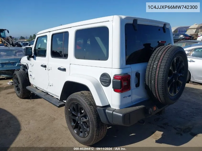 2021 Jeep Wrangler 4Xe Unlimited Sahara 4X4 VIN: 1C4JJXP66MW742300 Lot: 40294412