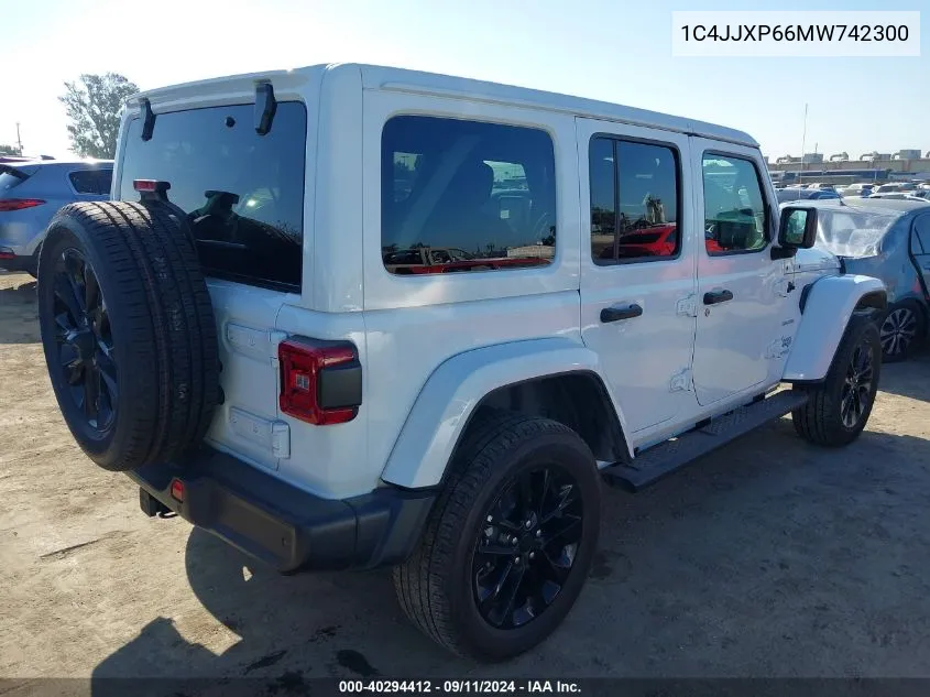 2021 Jeep Wrangler 4Xe Unlimited Sahara 4X4 VIN: 1C4JJXP66MW742300 Lot: 40294412