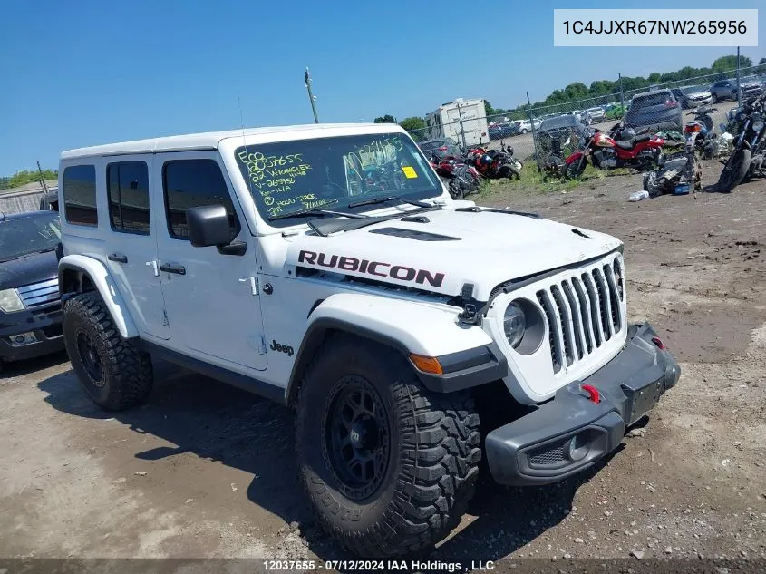 2022 Jeep Wrangler 4Xe Unlimited Rubicon VIN: 1C4JJXR67NW265956 Lot: 12037655