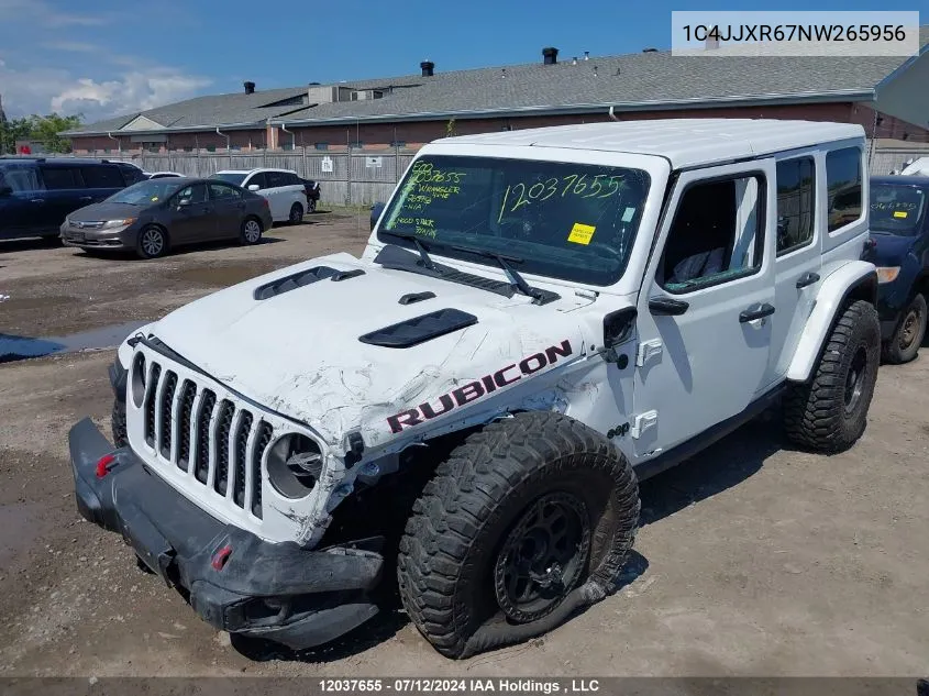 2022 Jeep Wrangler 4Xe Unlimited Rubicon VIN: 1C4JJXR67NW265956 Lot: 12037655