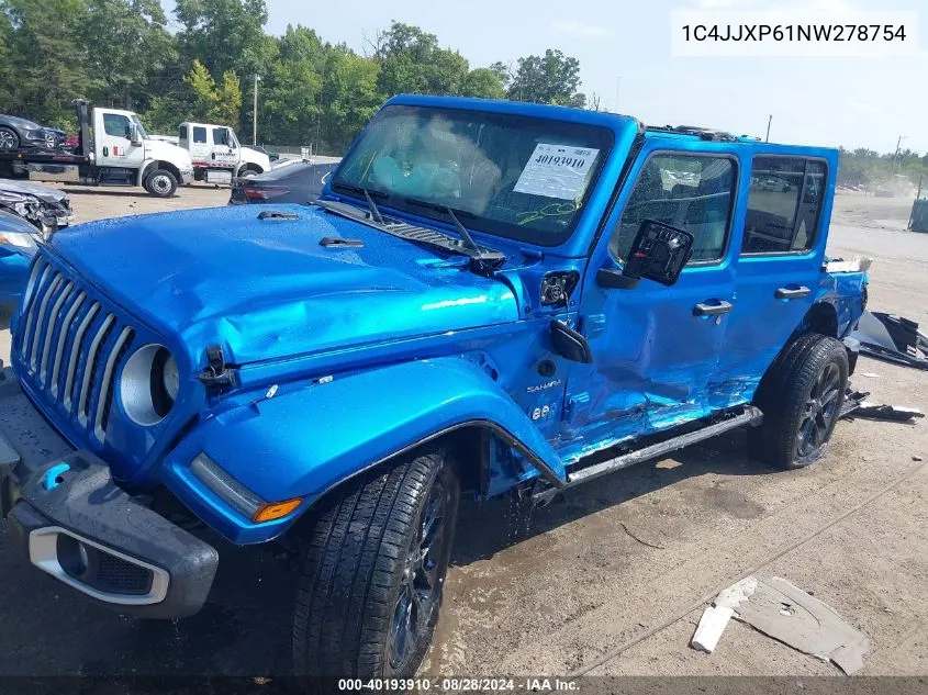 2022 Jeep Wrangler 4Xe Unlimited Sahara 4X4 VIN: 1C4JJXP61NW278754 Lot: 40193910