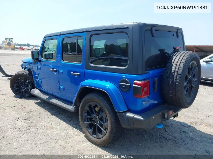 2022 Jeep Wrangler 4Xe Unlimited Sahara 4X4 VIN: 1C4JJXP60NW191881 Lot: 40222511