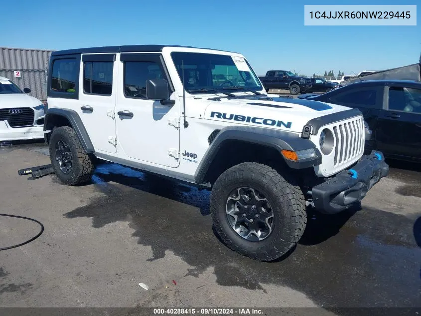 2022 Jeep Wrangler 4Xe Unlimited Rubicon 4X4 VIN: 1C4JJXR60NW229445 Lot: 40288415