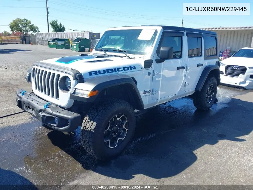 2022 Jeep Wrangler 4Xe Unlimited Rubicon 4X4 VIN: 1C4JJXR60NW229445 Lot: 40288415