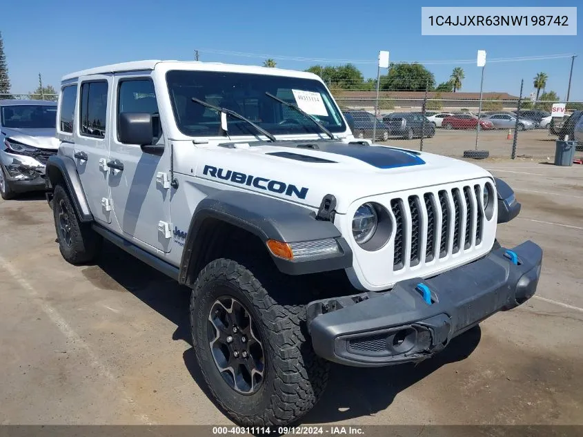 2022 Jeep Wrangler 4Xe Unlimited Rubicon 4X4 VIN: 1C4JJXR63NW198742 Lot: 40311114