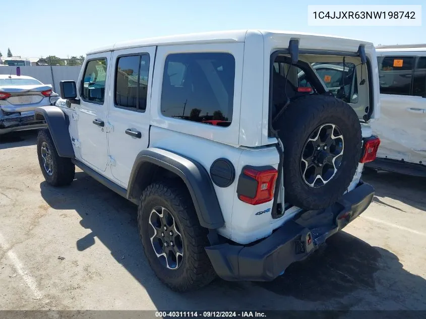 2022 Jeep Wrangler 4Xe Unlimited Rubicon 4X4 VIN: 1C4JJXR63NW198742 Lot: 40311114