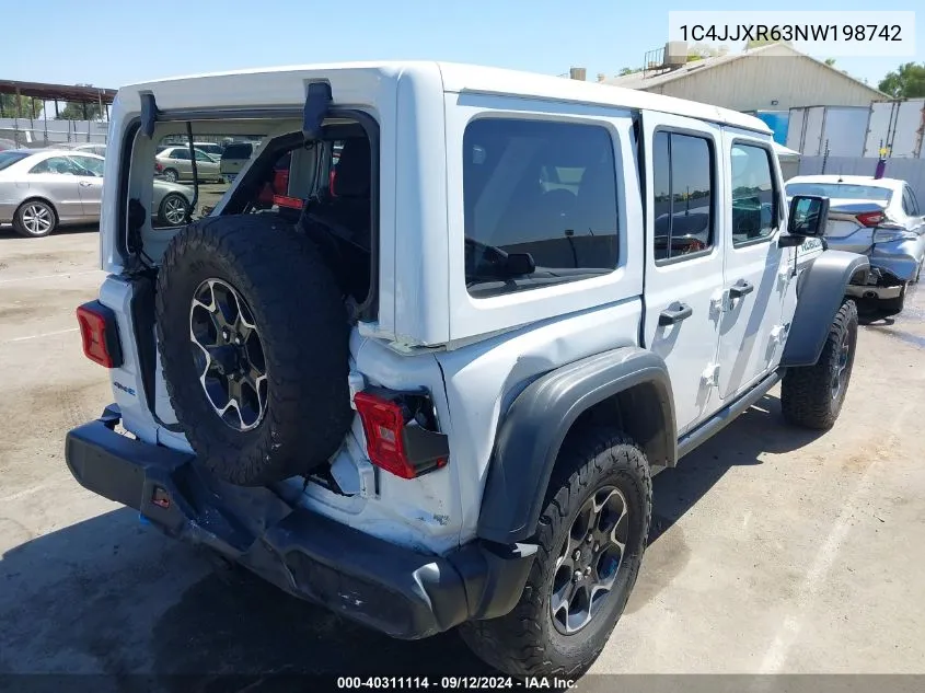 2022 Jeep Wrangler 4Xe Unlimited Rubicon 4X4 VIN: 1C4JJXR63NW198742 Lot: 40311114