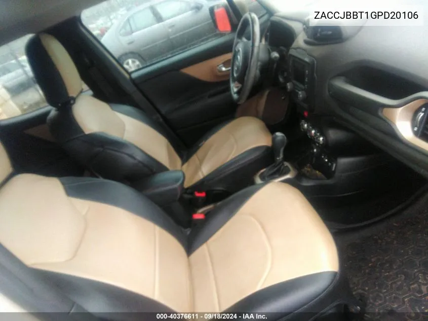 ZACCJBBT1GPD20106 2016 Jeep Renegade Latitude