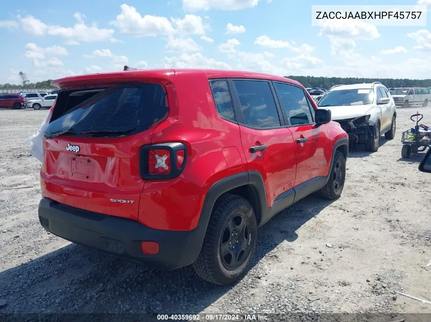 2017 Jeep Renegade Sport Fwd VIN: ZACCJAABXHPF45757 Lot: 40359692