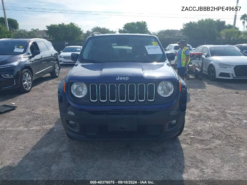 2017 Jeep Renegade Latitude VIN: ZACCJBBB2HPE49657 Lot: 40376075