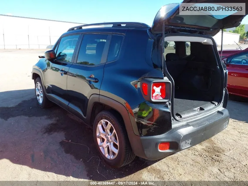 2018 Jeep Renegade Latitude Fwd VIN: ZACCJABB0JPH33563 Lot: 40369447